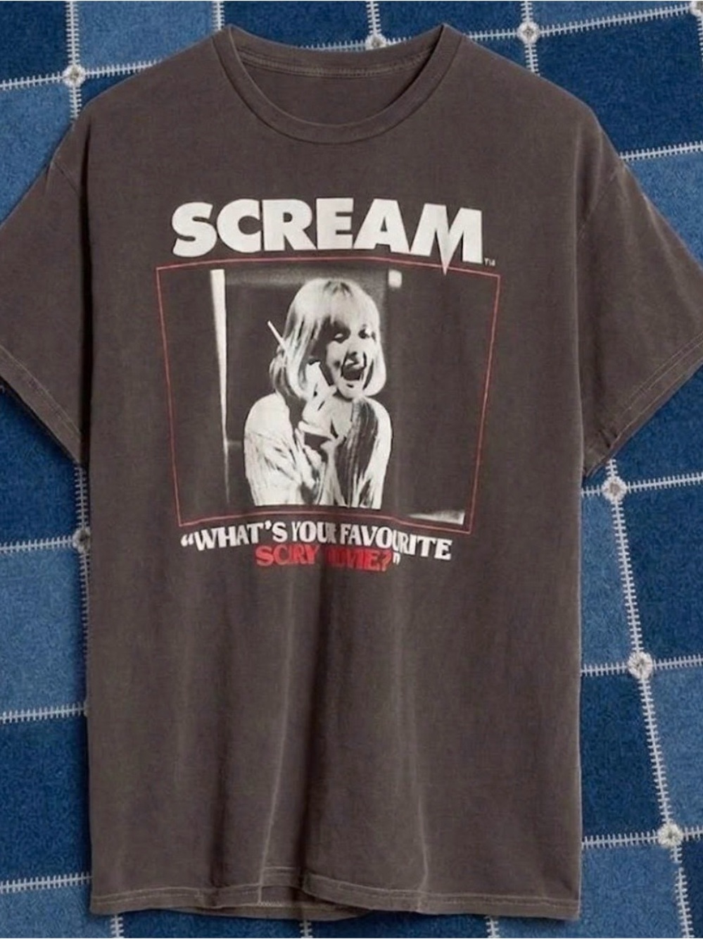 Charcoal 'SCREAM' Short Sleeve Tee with Red & White Print